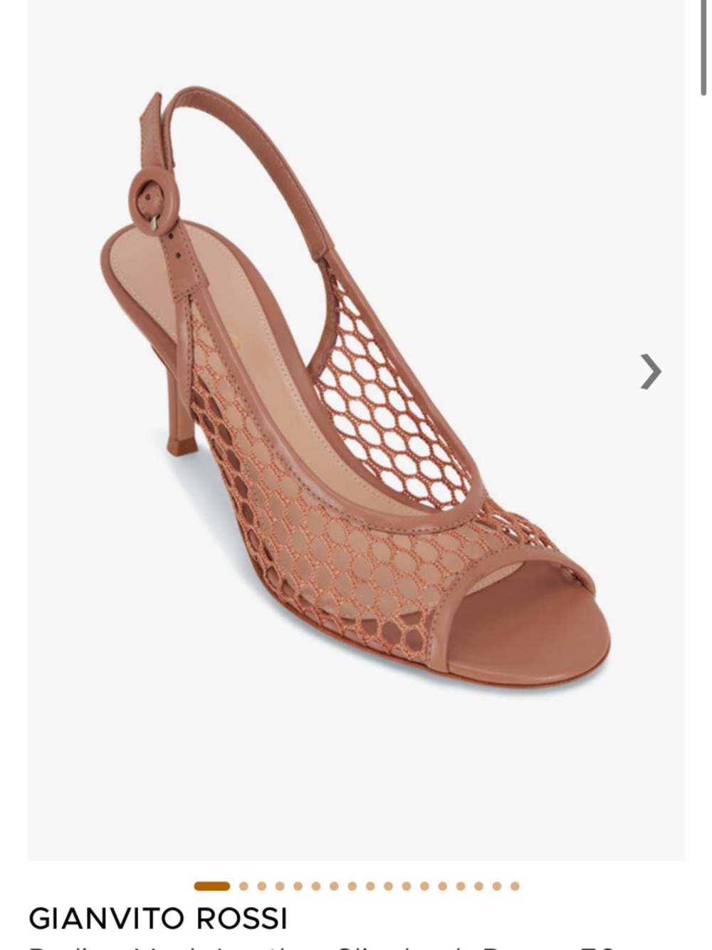 Gianvito Rossi Taupe Mesh & Leather Slingback Heels